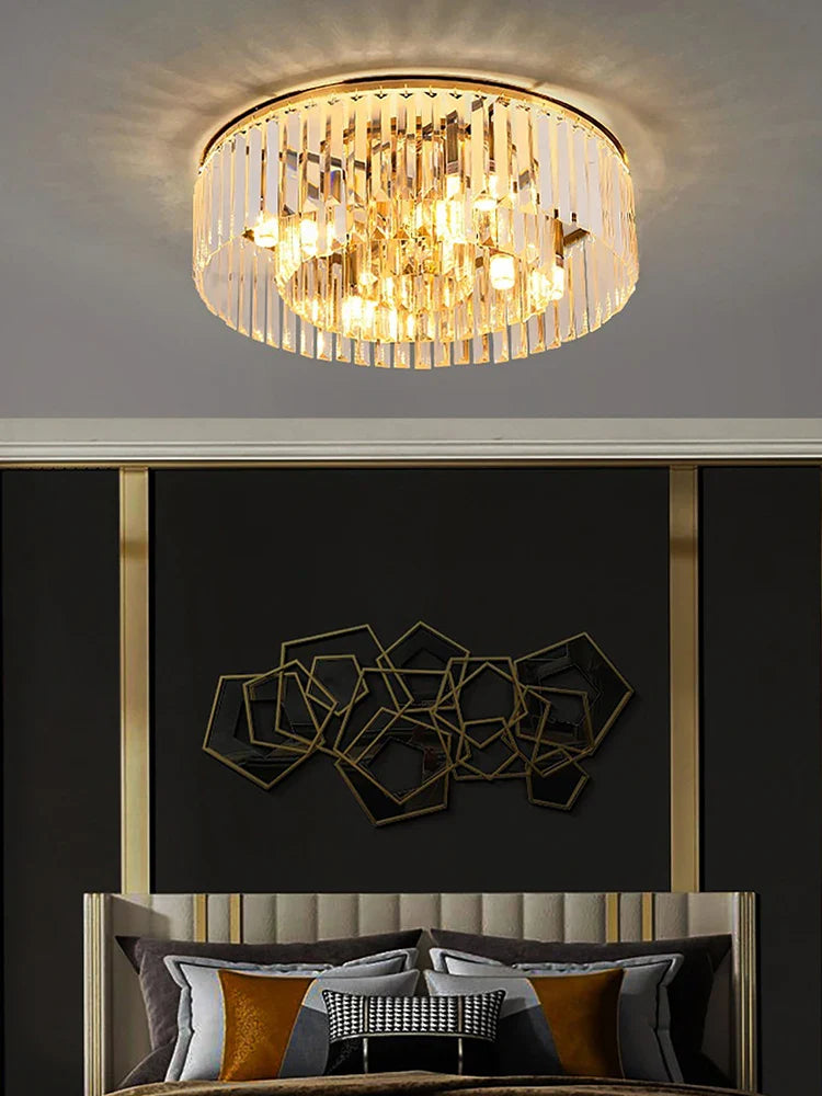 Afralia™ Nordic Gold Crystal LED Chandelier for Dining Living Room Kitchen Home Decor