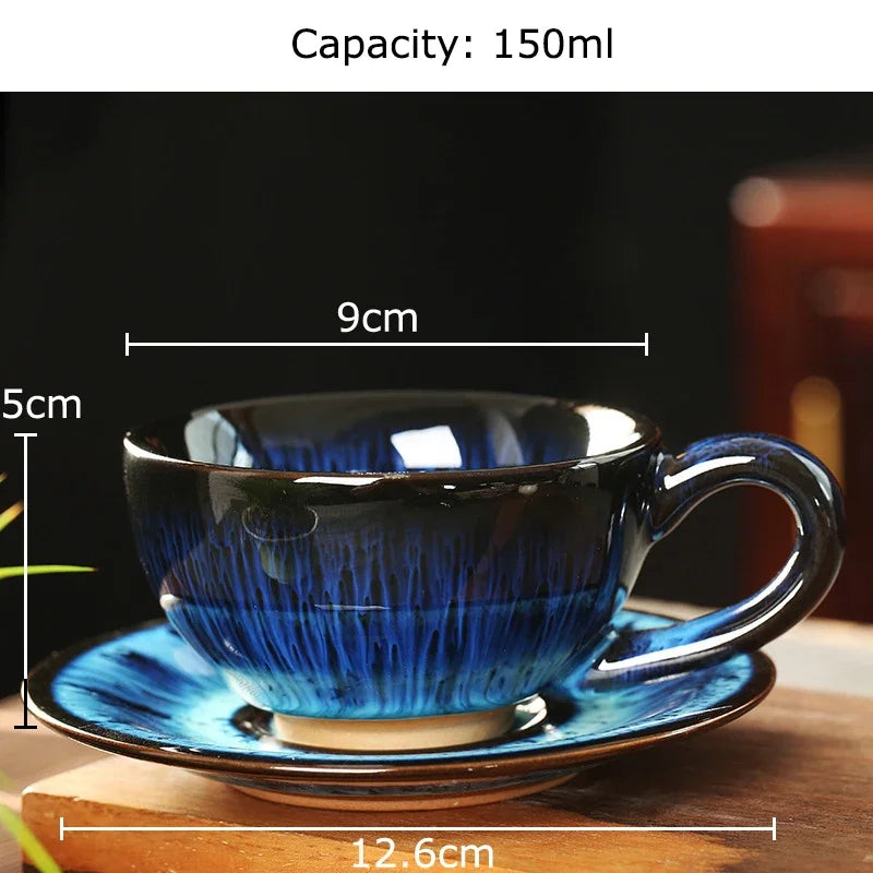 Colorful Porcelain Tea Cup & Saucer Set | Afralia™ Retro 150ml Coffee Mug