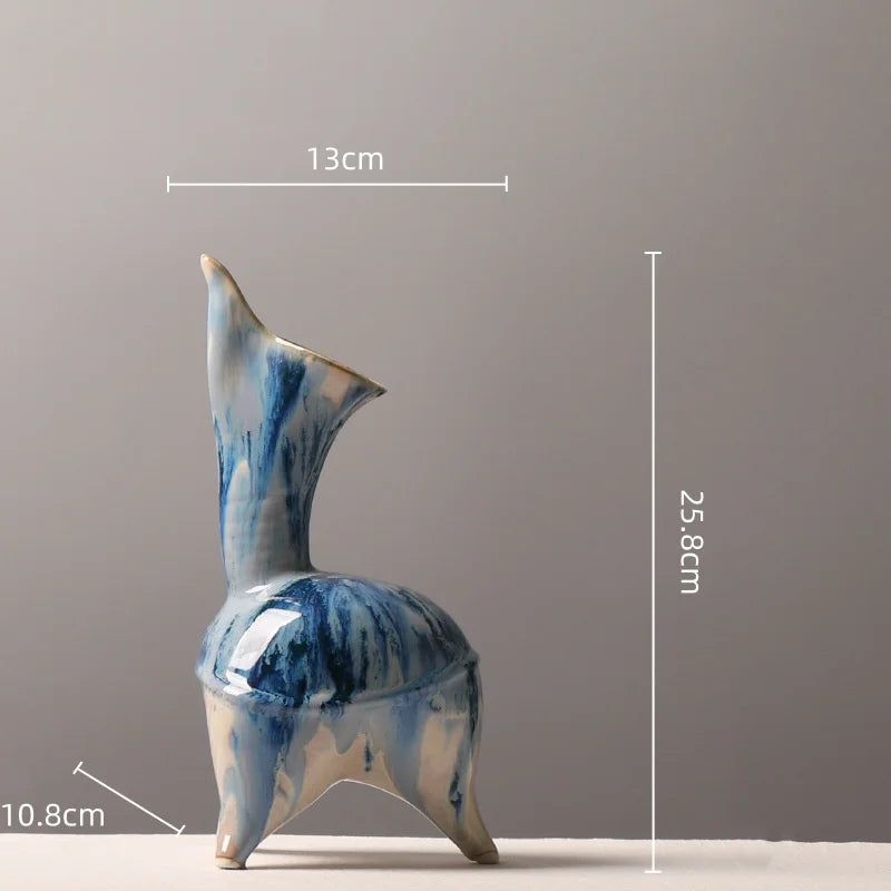 Afralia™ Irregular Ink Pattern Ceramic Flagon Vase - Chinese Porcelain Home Decoration