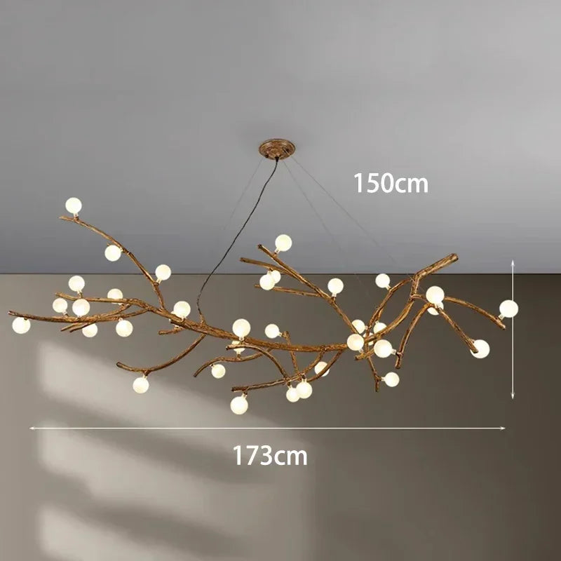 Afralia™ Vintage Resin Tree Branch Chandelier Glass Lightshade for Living Room Kitchen Island