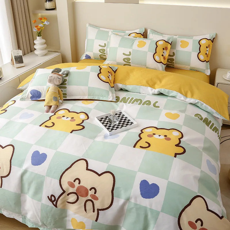 Afralia™ Geometric Pattern Bedding Set: Quilt Cover, Duvet Cover, Sheet, Pillows