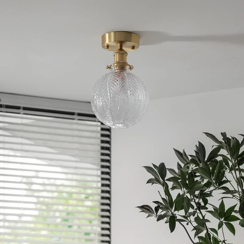 Afralia™ Glass LED Ceiling Light for Living Room, Modern Copper Canopy, Nordic Style Fixtures