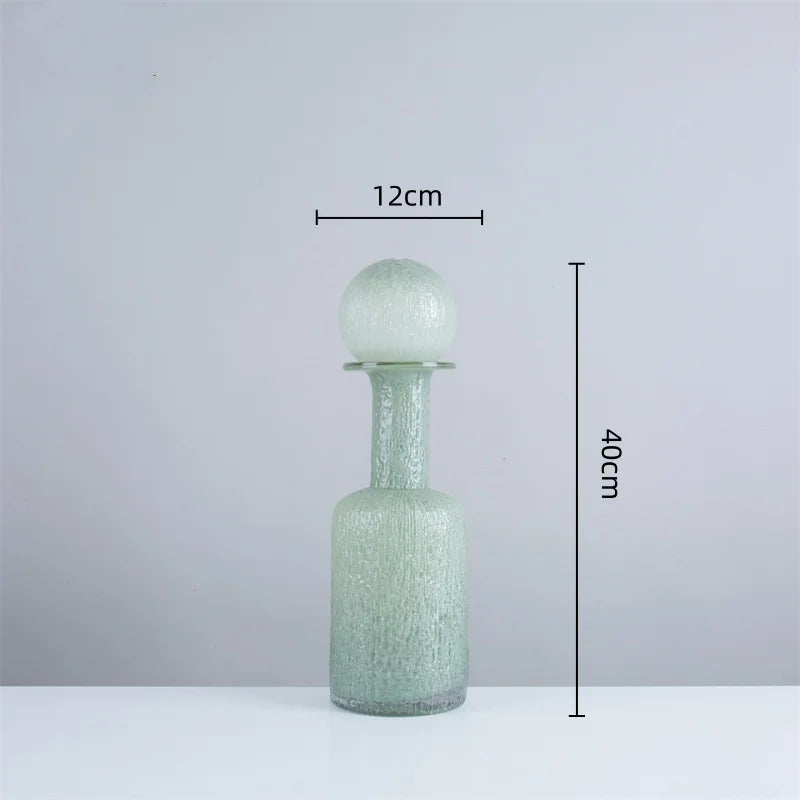 Afralia™ Grey Round Glass Vase Hammer Lid Terrarium Home Decoration