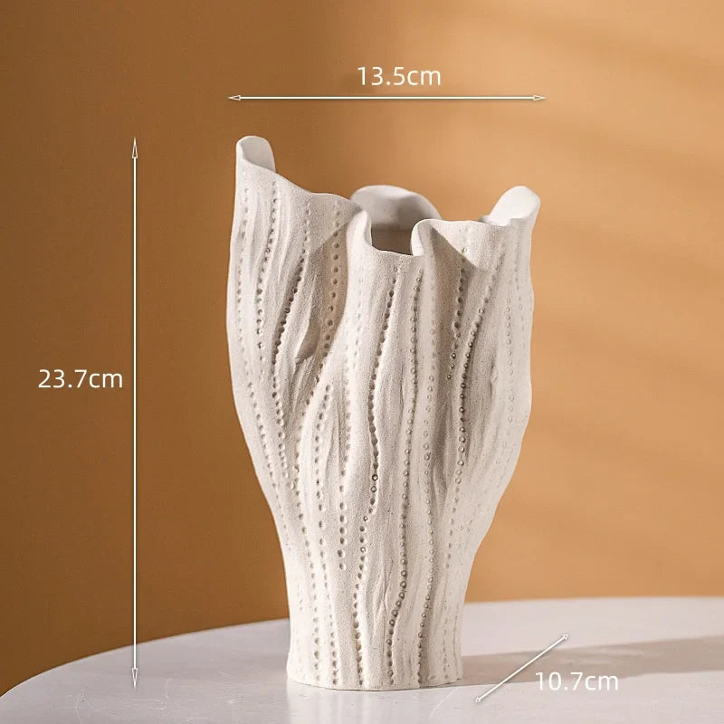 Afralia™ Folded Paths Ceramic Vase Abstract Home Decor Flower Arrangement Accessory