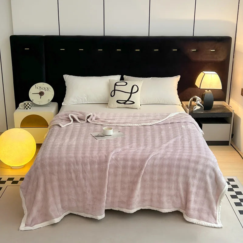 Afralia™ Plush Flannel Sofa Blanket Double Sided Velvet Nap Shawl