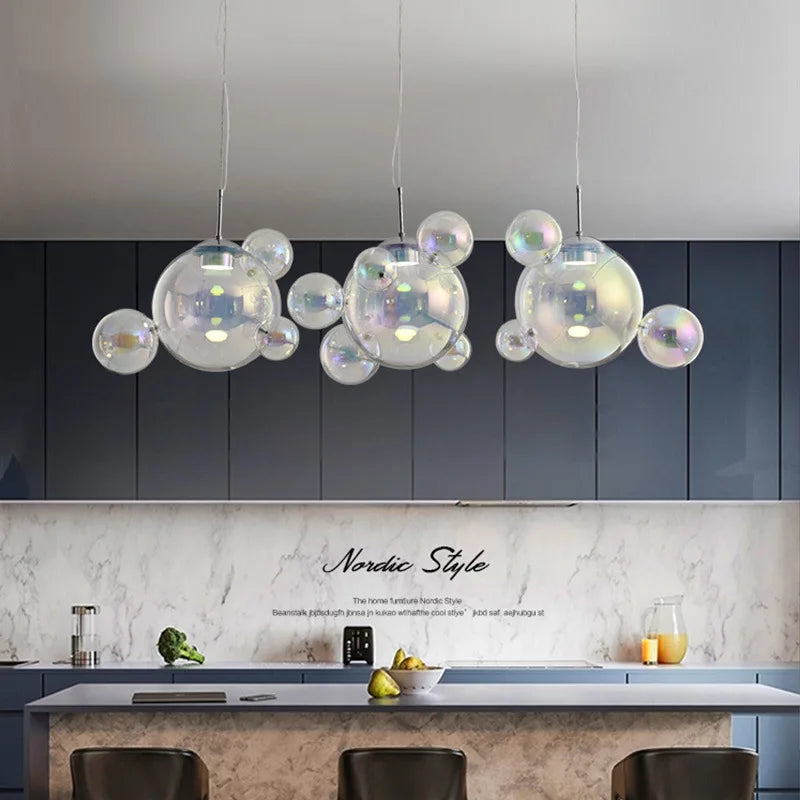 Afralia™ Colorful Glass Ball Chandelier: LED Pendant Light for Dining & Living Room