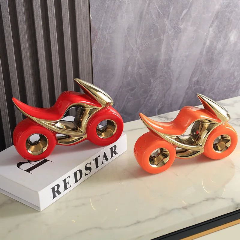 Afralia™ Ceramic Motorcycle Light Decoration for Living Room, Porch, Dining Side