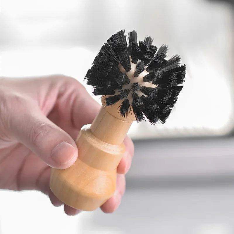 Afralia™ Espresso Portafilter & Tamper Cleaning Brush with Wooden Handle