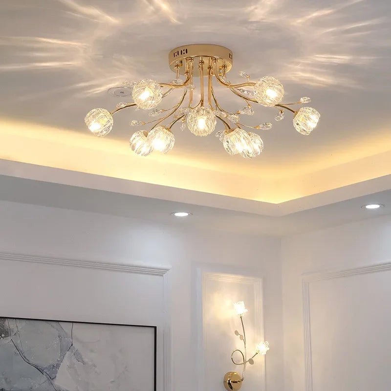 Afralia™ Crystal Ceiling Light for Modern Light Luxury Living Spaces by Samsarah Lighting