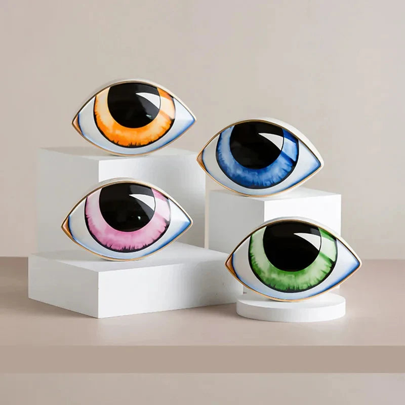 Afralia™ Evil Eye Devil's Eye Sculpture Charm Feng Shui Home Decor Ornaments