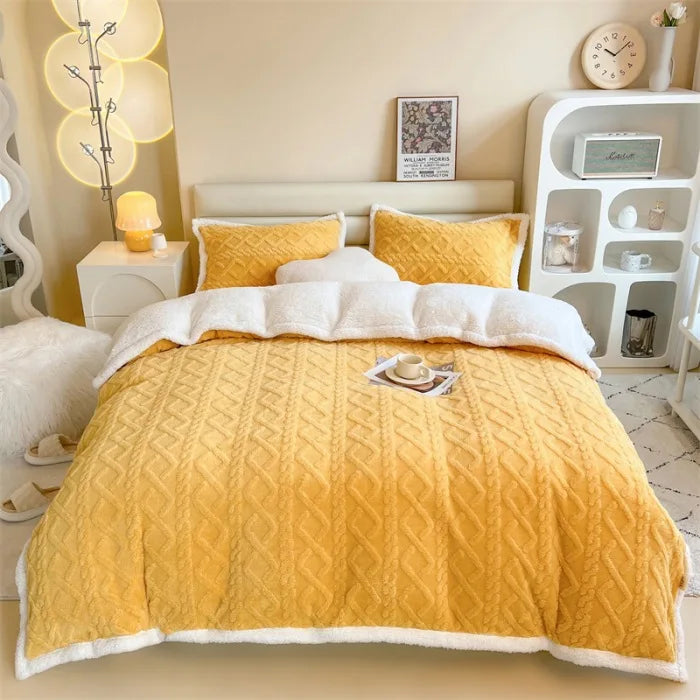 Afralia™ Velvet Fleece Geometric Blanket Cover | Double Sided Jacquard | All Season Blanket