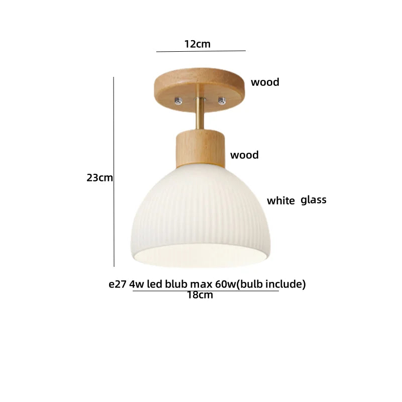 Afralia™ Modern Wood Glass LED Ceiling Light Fixture for Home Lighting