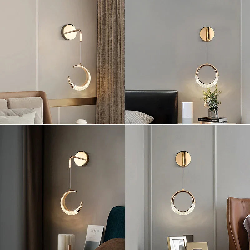 Afralia™ LED Ring and Moon Lamps Set - Modern Acrylic+Alloy Lighting Collection