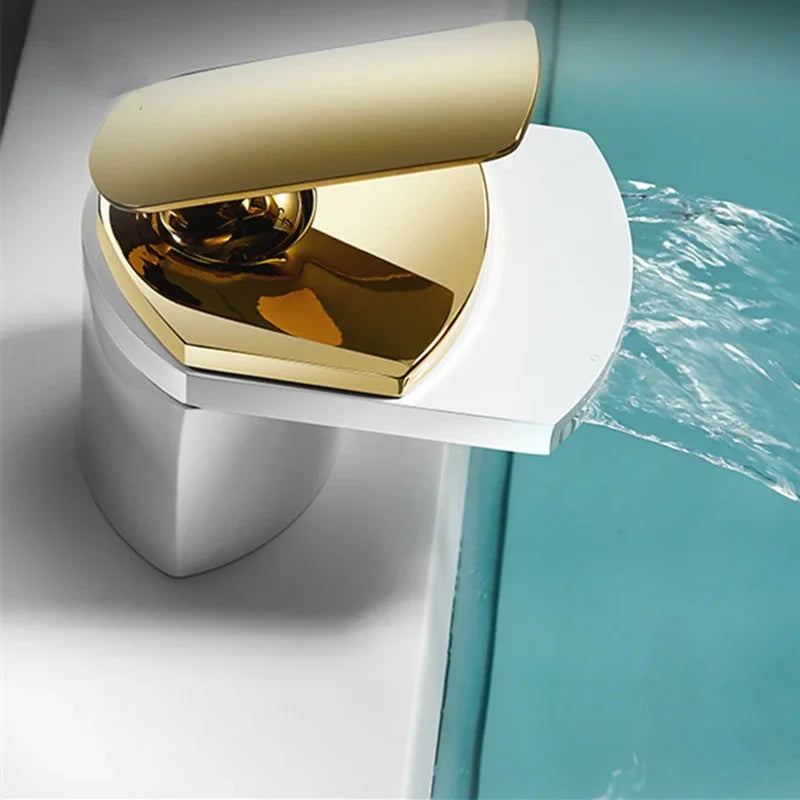 Afralia™ Waterfall Sink Taps Single Hole Basin Mixer Faucet Hot Cold Water Tap