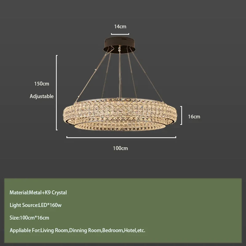 Afralia™ Modern Round Crystal LED Ceiling Lamp for Luxurious Living Room Lighting