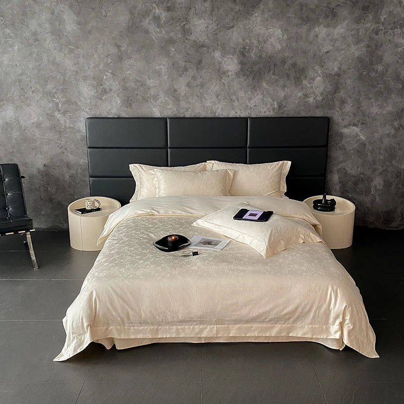 Afralia™ Satin Jacquard Bedding Set, Luxury Purple Flowers, Duvet Cover, Bed Sheet