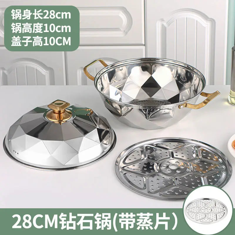 Afralia™ Stainless Steel Double Layer Steam Pot for Induction Cooker - Kitchen Essential