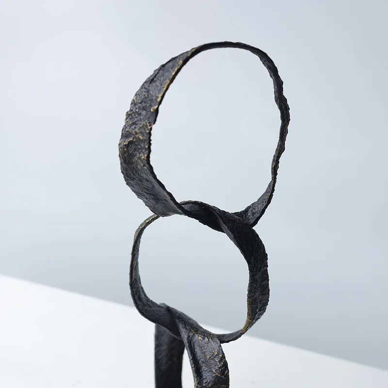 Afralia™ Metal Geometric Circle Ornament Silver Hoop Irregular Sculpture Home Decor