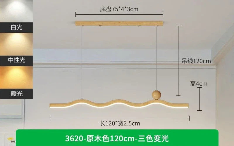 Afralia™ Modern Minimalist Wood Chandelier Pendant Lamp for Dining Table Kitchen and Restaurant