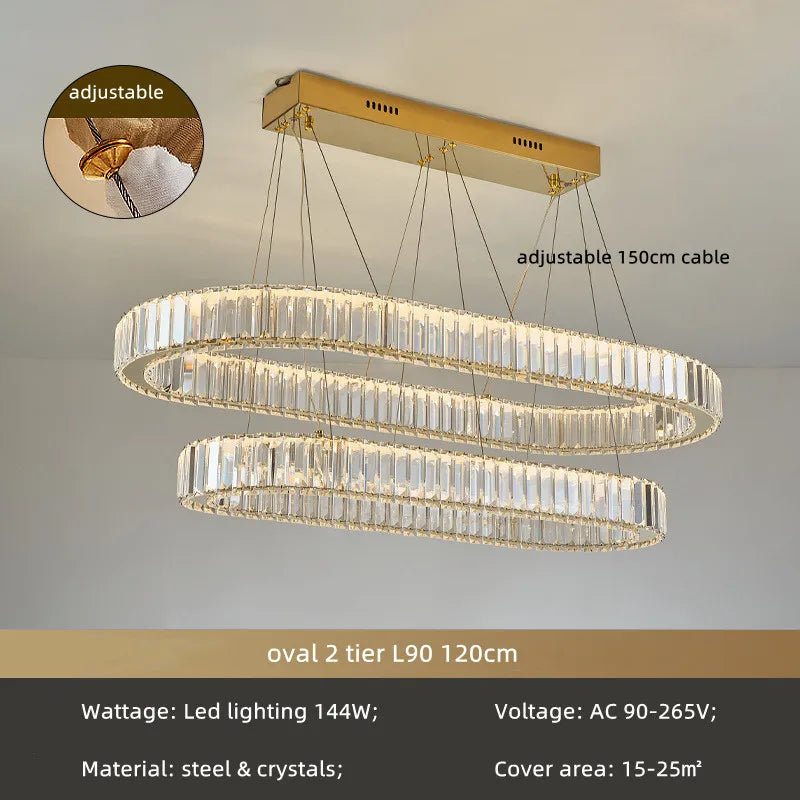 Afralia™ Crystal Chandelier: LED Dimmable Pendant Light for Stairs, LED Luminaria Fixture