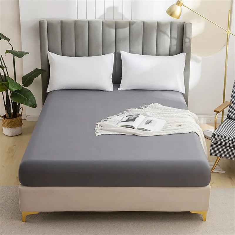 Afralia™ Brushed Fitted Mattress Cover with Deep Pockets – European Skin-Friendly, Durable Solid Bedding