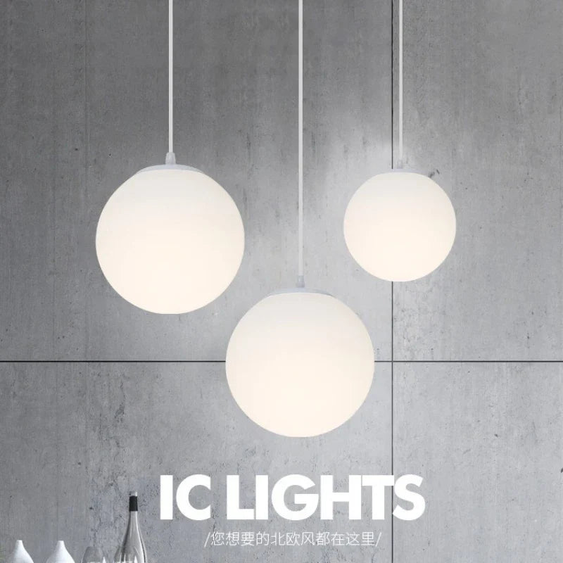 Afralia™ Frosted Acrylic Ball Pendant Light: Modern Minimalist Home Decor E27