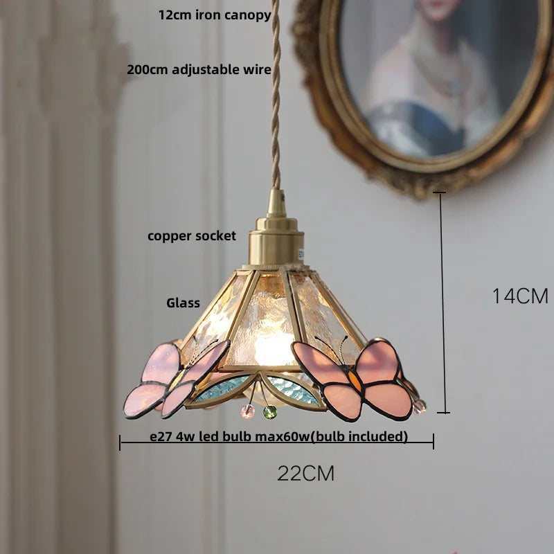 Afralia™ Copper Knob Switch LED Pendant Lamp, Adjustable Glass Dining Room Lighting