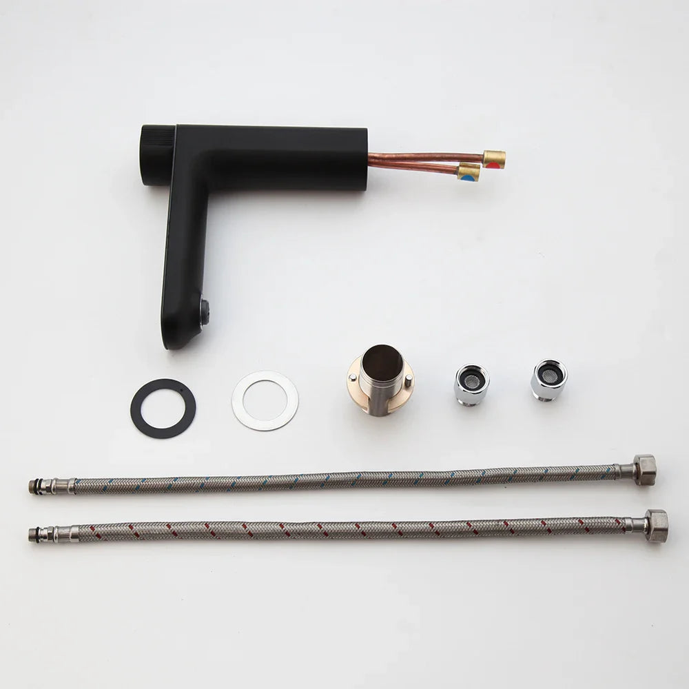 Afralia™ High-Tech Black Chrome LED Basin Faucet Mixer with Digital Display