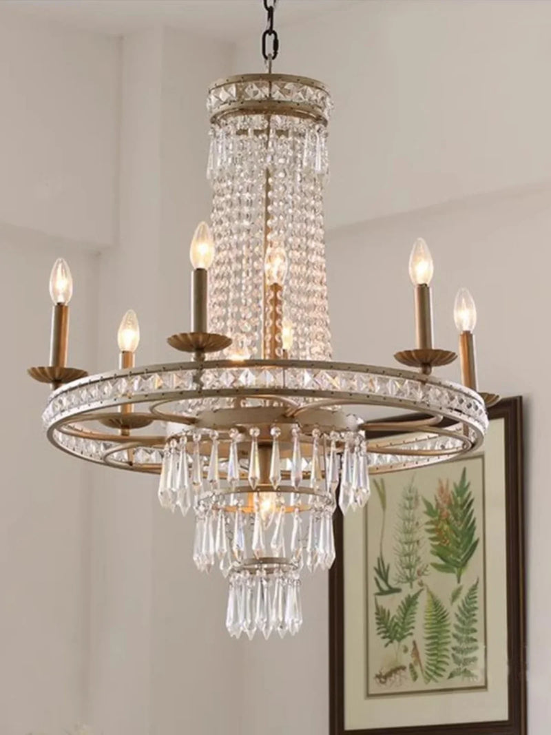 Afralia™ American Country Chandelier French Luxury Iron Crystal Lamp