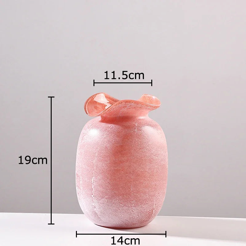 Afralia™ Red Matte Glass Vase Hydroponics Flower Pot Room Decor