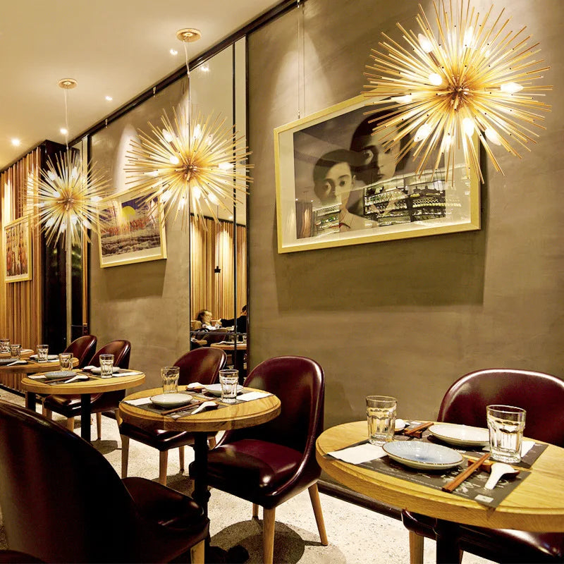 Afralia™ Dandelion Ball Chandelier: Nordic Modern Golden Bedroom & Restaurant Lamp