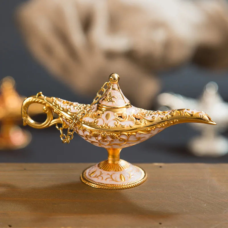 Afralia™ Vintage Aladdin Genie Lamp Incense Burner Retro Home Decor Gift