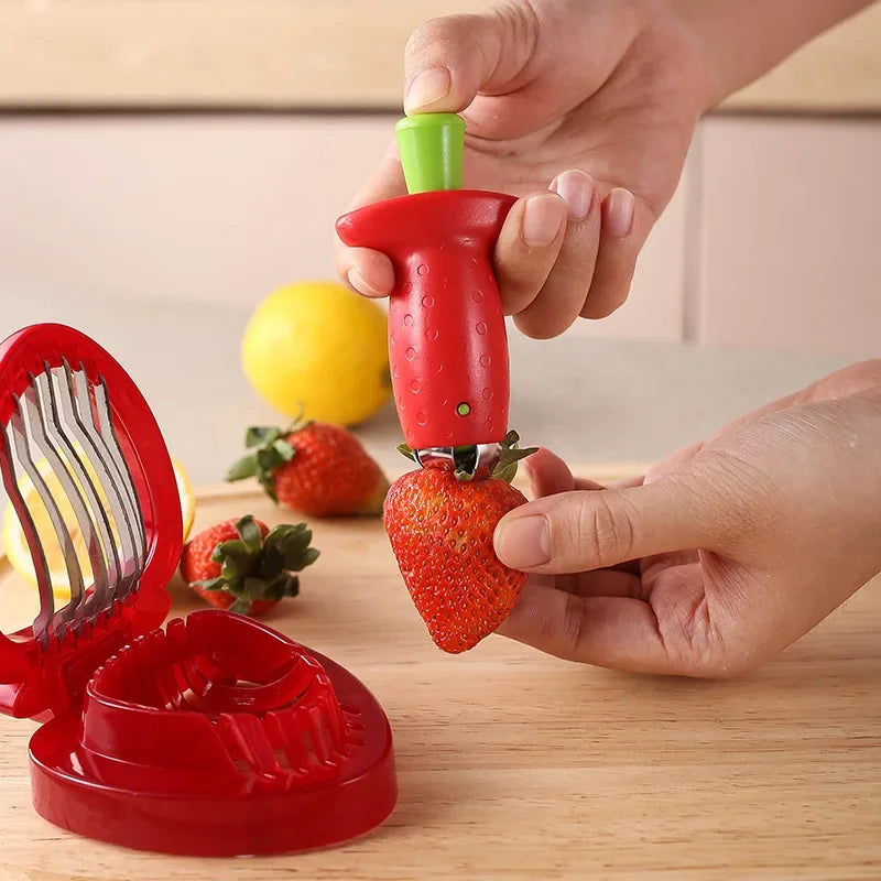 Afralia™ Strawberry Slicer Cutter Kitchen Gadget Salad Berry Cake Decoration Tool