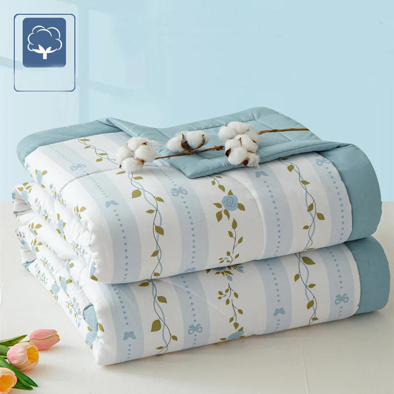 Afralia™ Lightweight Summer Quilt: Soft Skin-Friendly Comforter with Cotton Fill