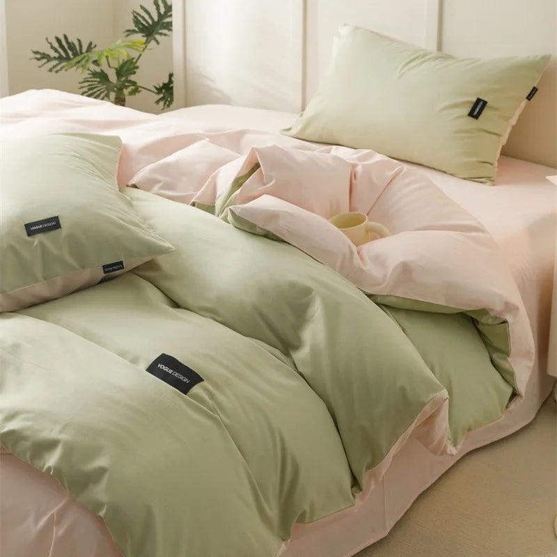 Afralia™ Double-Sided Color Matching Cotton Bedding Set for Adults