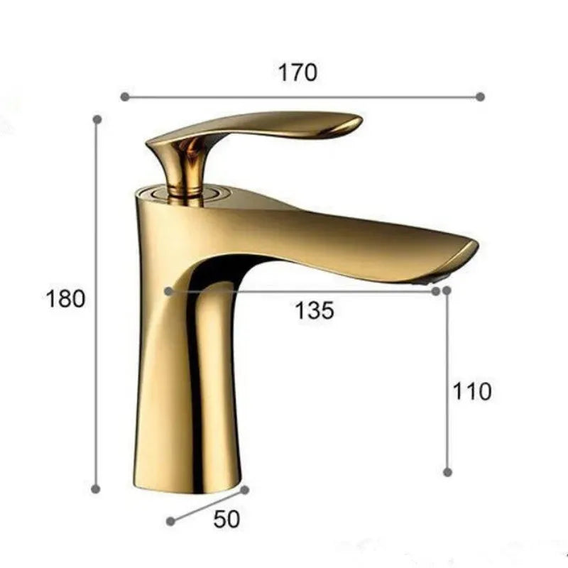 Afralia™ Gold Basin Faucet Single Handle Hot & Cold Mixer Tap Deck Mounted