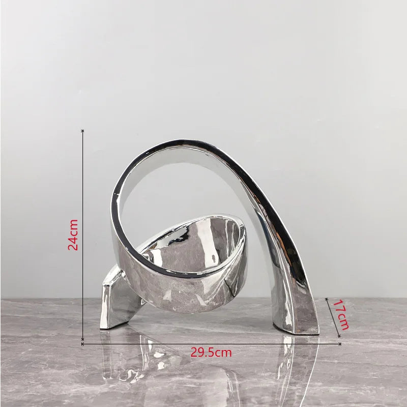 Afralia™ Twisted Circular Ring Sculpture Desk Decoration | Abstract Room Aesthetics Décor