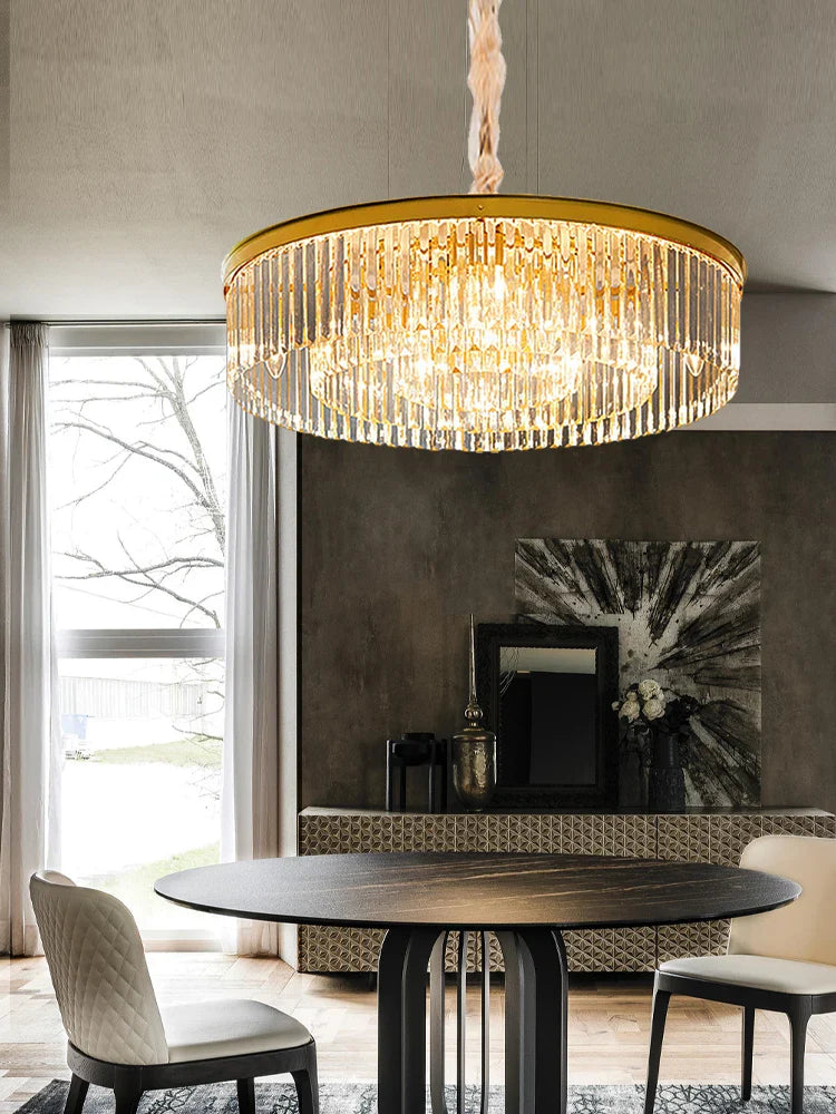 Afralia™ Nordic Gold Crystal LED Chandelier for Dining Living Room Kitchen Home Decor