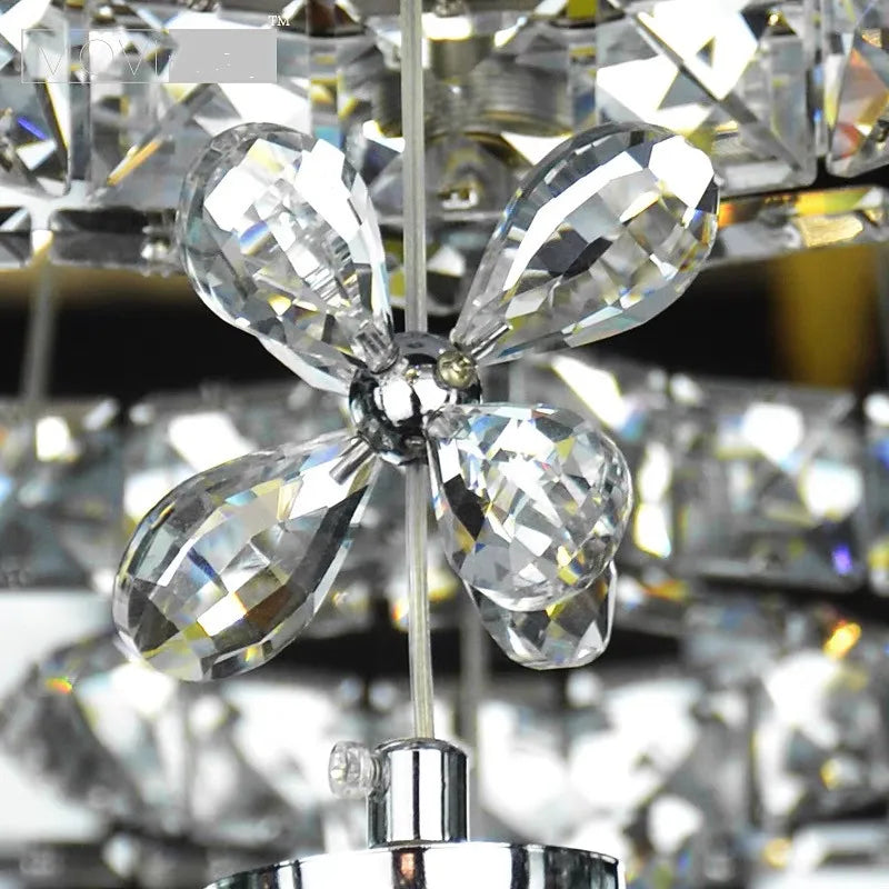 Afralia™ Crystal Petal Ceiling Chandelier: Modern Round Chrome Hanging Light for Home Decor