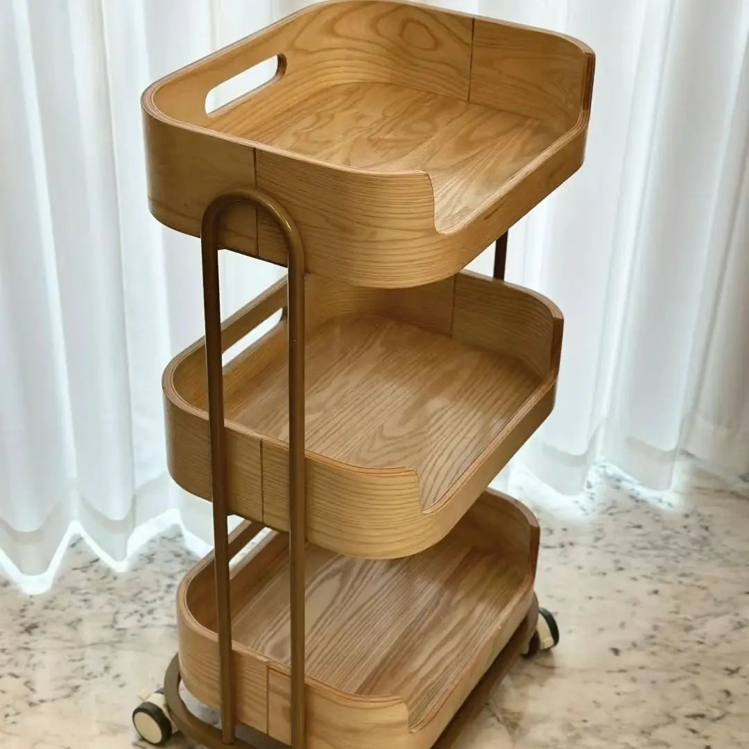 Afralia™ Salon Tool Cart Wood Manicure Cosmetologist Hairdresser Furniture