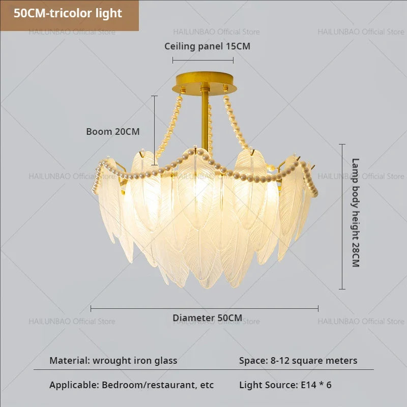Afralia™ Modern Feather Glass Chandelier for Elegant Living Spaces