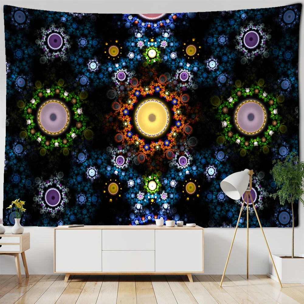 Afralia™ Geometric Mandala Tapestry Wall Hanging - Psychedelic Hippie Home Decor