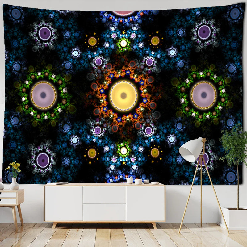 Afralia™ Geometric Mandala Tapestry Wall Hanging - Psychedelic Hippie Home Decor