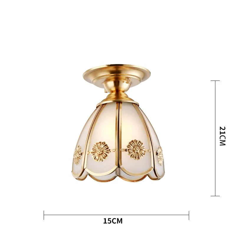 Afralia™ Vintage Copper Glass LED Ceiling Lamps for Home Living Room Lighting