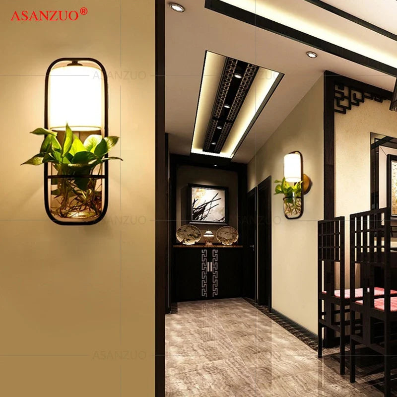 Afralia™ Modern Iron & Glass Plant Wall Lamp for Home, Restaurant, Bar, and Hotel