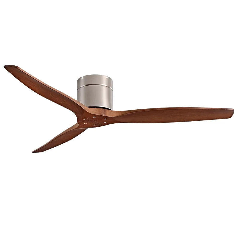 Afralia™ 52 Inch Brushed Luxury Ceiling Fan with DC Motor, 3 Wood Blades, Remote Control