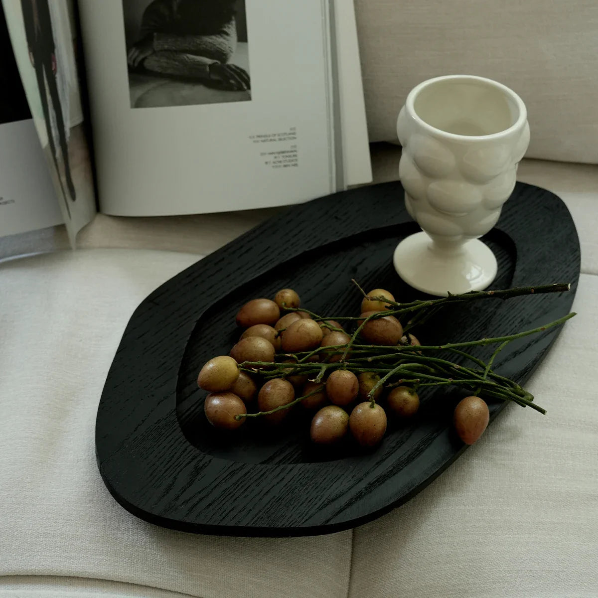 Afralia™ Vintage Solid Wood Tray for Fruit Desserts, Home Decor & Photography Props