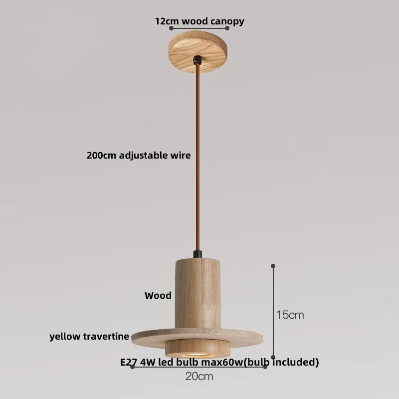 Afralia™ Wabi Sabi LED Pendant Lights Yellow Travertine Stone Hang Lamp