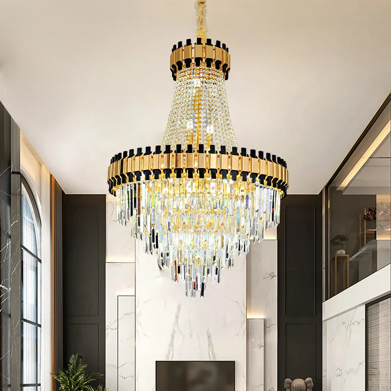 Afralia™ Crystal Chandelier for Duplex Villa Living Room with Intelligent Dimming