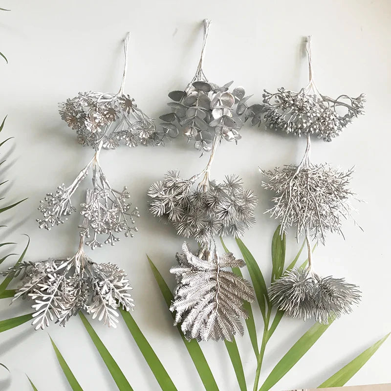 Afralia™ Silver Stamen Berries Bundle for Christmas Wedding Home Decor